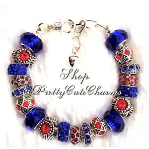 Royal Blue and Red Bracelet